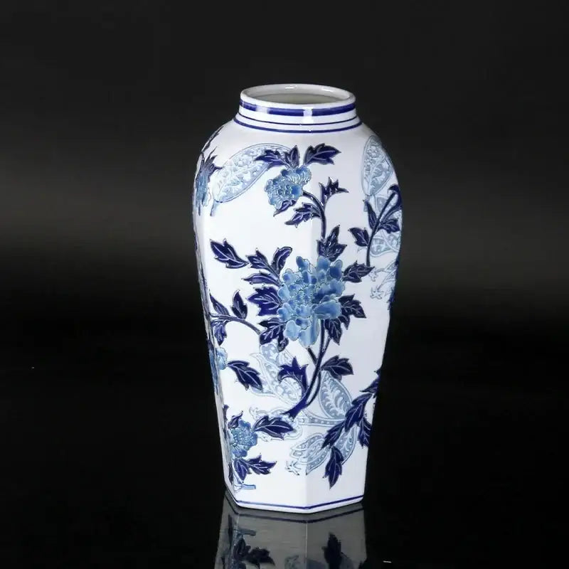 Vintage blue & white porcelain ceramic vase living room decor