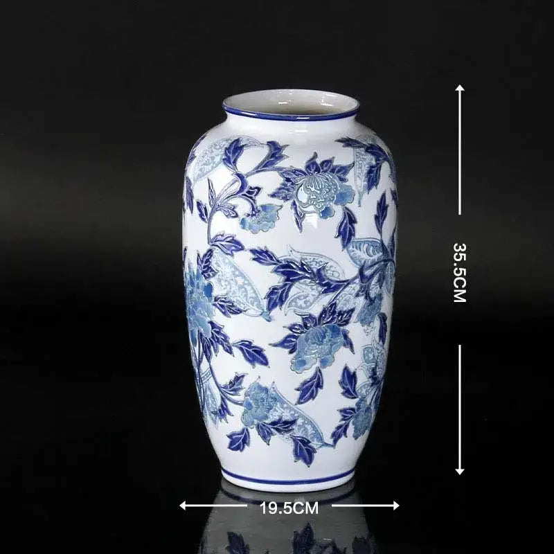Vintage blue & white porcelain ceramic vase living room decor