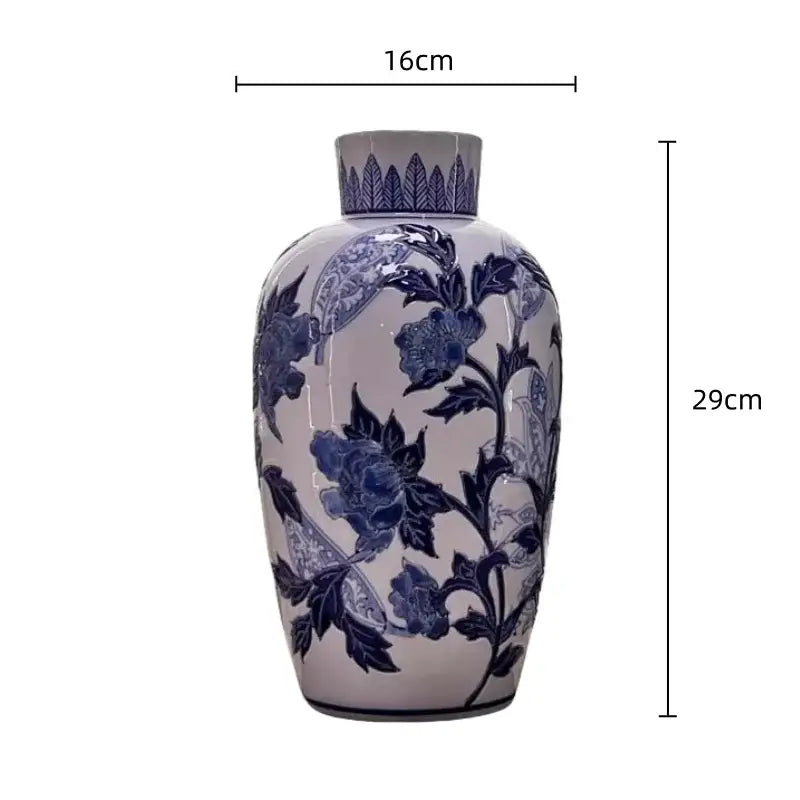 Vintage blue & white porcelain ceramic vase living room decor