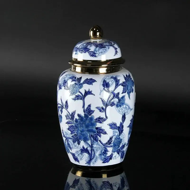 Vintage blue & white porcelain ceramic vase living room decor