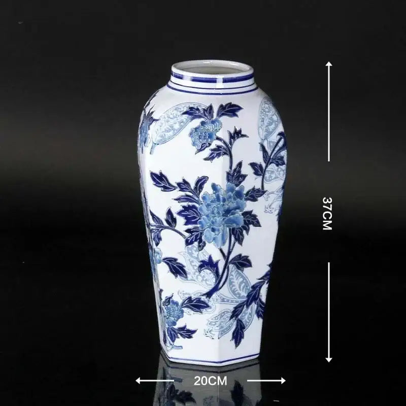 Vintage blue & white porcelain ceramic vase living room decor