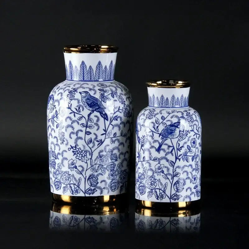 Vintage blue & white porcelain ceramic vase living room decor