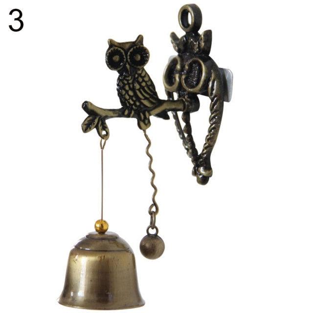 Vintage Bronze Door Bell — Horse, Elephant & Owl Motifs