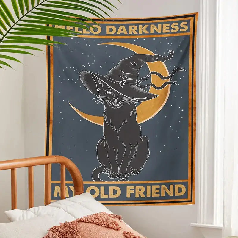 Vintage moon cat tarot tapestry bedroom wall decor