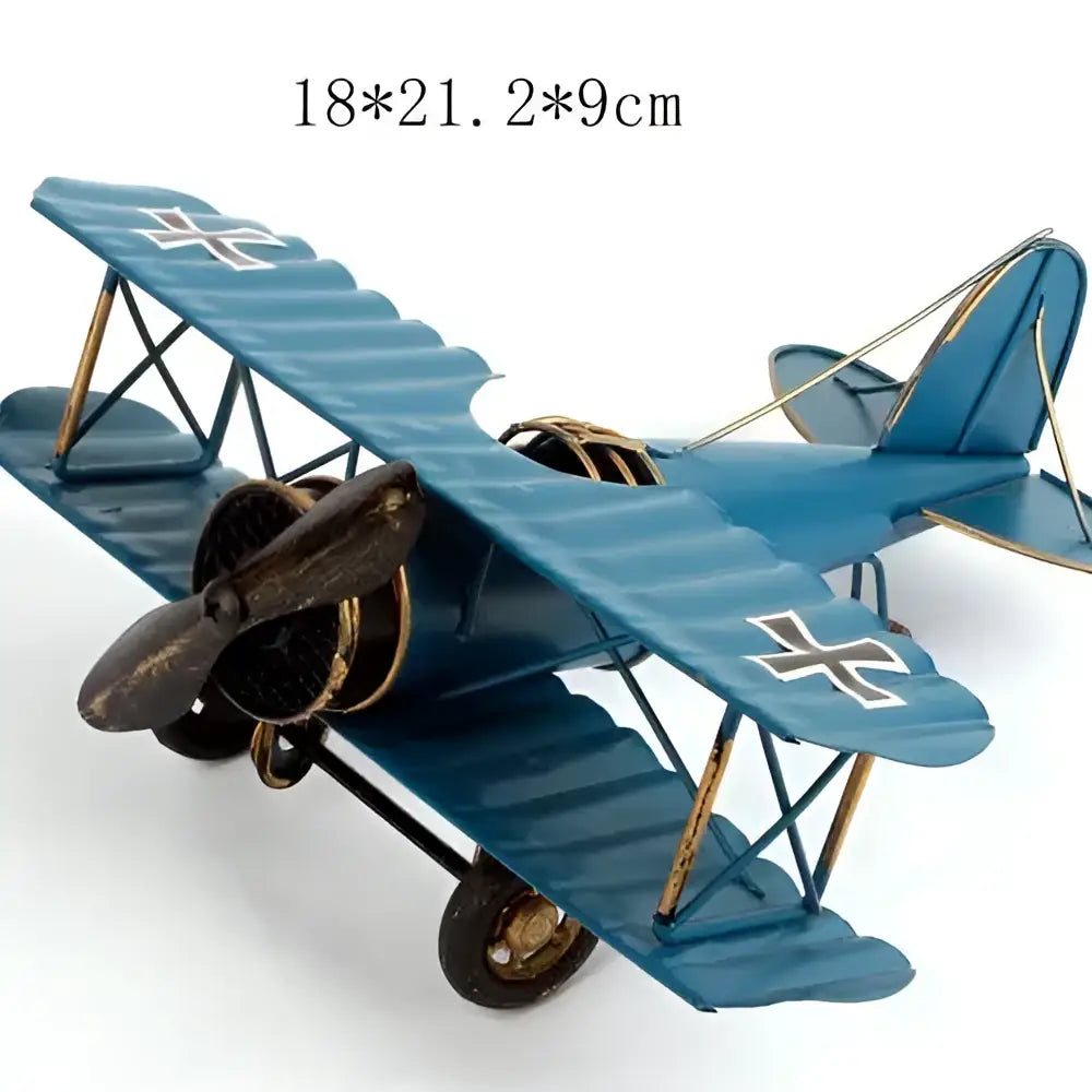 Vintage red iron airplane figurine bedroom decor cross accents