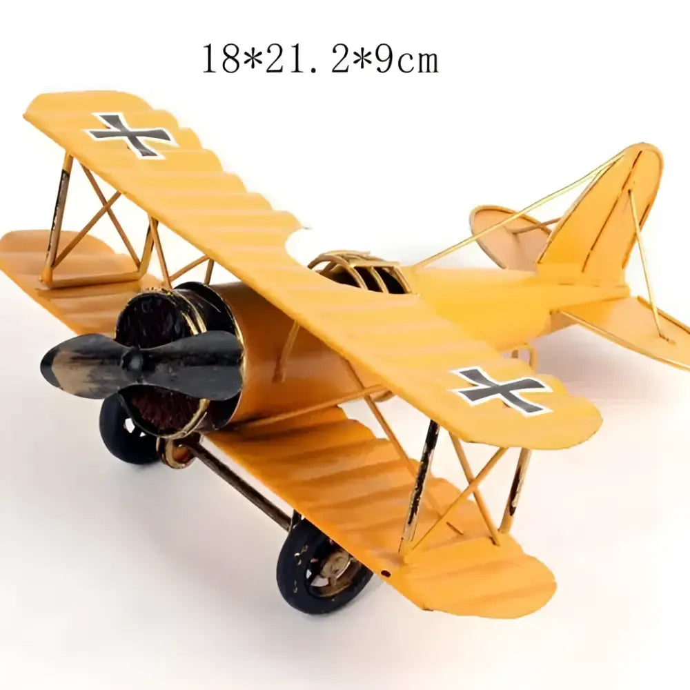 Vintage red iron airplane figurine bedroom decor cross accents