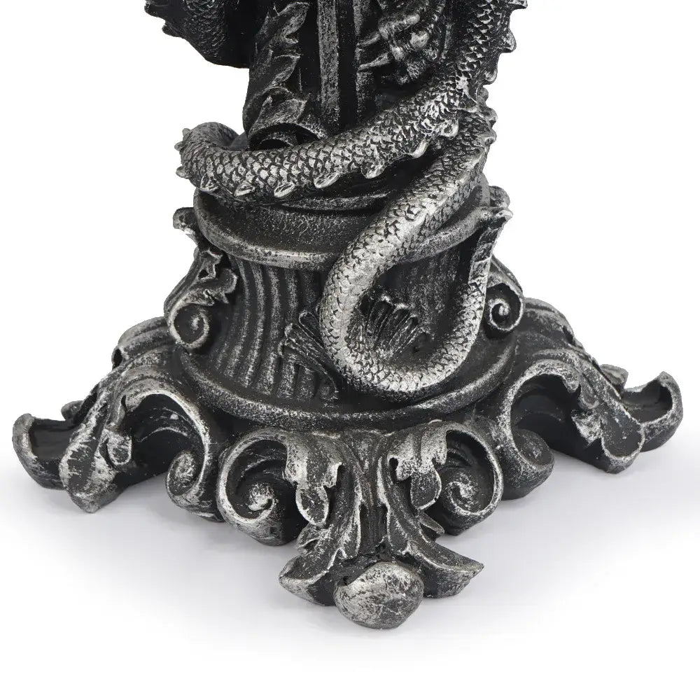 Vintage silver dragon candlestick sculptures dining room decor