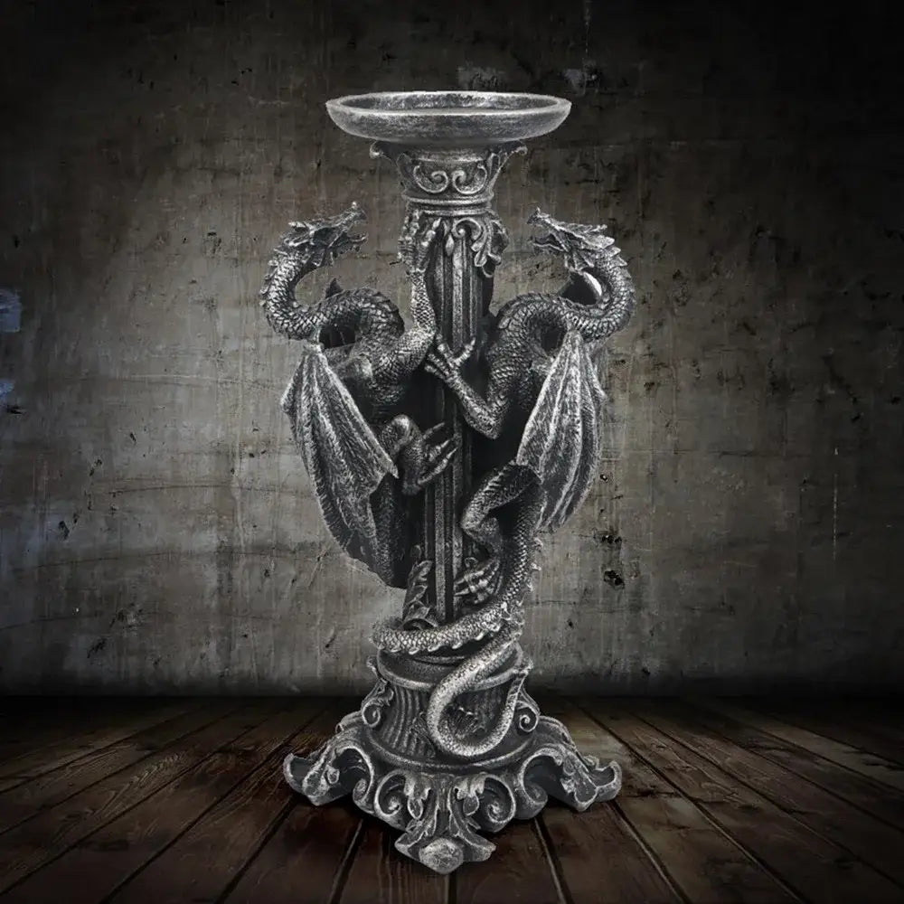 Vintage silver dragon candlestick sculptures dining room decor